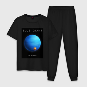 Мужская пижама хлопок с принтом Blue Giant | Голубой Гигант (Space collections) в Белгороде, 100% хлопок | брюки и футболка прямого кроя, без карманов, на брюках мягкая резинка на поясе и по низу штанин
 | Тематика изображения на принте: 0x000000123 | ambient | blue giant | nebula | space | космический корабль | космос | пришельцы | ракета