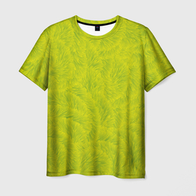 Мужская футболка 3D с принтом Желтая мишура в Санкт-Петербурге, 100% полиэфир | прямой крой, круглый вырез горловины, длина до линии бедер | желтая | желтый мех | мех | мишура | объемный