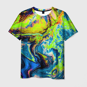Мужская футболка 3D с принтом The Poisonous Palette в Белгороде, 100% полиэфир | прямой крой, круглый вырез горловины, длина до линии бедер | абстракция | волны | жидкость | кислота | кислотная | краска | красочная | линии | разноцветная | смешение цветов | яркая