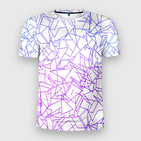 Мужская футболка 3D Slim с принтом Geometric Distortion в Екатеринбурге, 100% полиэстер с улучшенными характеристиками | приталенный силуэт, круглая горловина, широкие плечи, сужается к линии бедра | абстракция | геометриченские фигуры | геометрия | линии | прямоугольник | психоделика | современное искусство | треугольник | цветная | шаблон