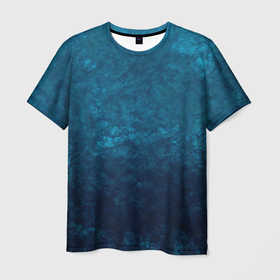 Мужская футболка 3D с принтом Синий абстрактный мраморный узор в Курске, 100% полиэфир | прямой крой, круглый вырез горловины, длина до линии бедер | blue marble | gradient | marble | мрамор | мраморный узор | синий