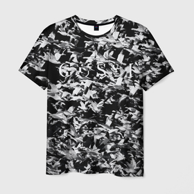 Мужская футболка 3D с принтом GUSSI STYLE в Екатеринбурге, 100% полиэфир | прямой крой, круглый вырез горловины, длина до линии бедер | gussi | гуси | камуфляж | паттерн | паттерны | прикол | черно   белая | черно   белое