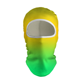 Балаклава 3D с принтом Неоновый градиентный желто зеленый фон в Новосибирске, 100% полиэстер, ткань с особыми свойствами — Activecool | плотность 150–180 г/м2; хорошо тянется, но при этом сохраняет форму. Закрывает шею, вокруг отверстия для глаз кайма. Единый размер | background | gradient | градиент | желто зеленый | желтый | зеленый