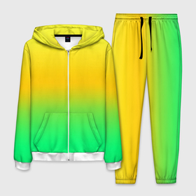 Мужской костюм 3D с принтом Неоновый градиентный желто зеленый фон в Курске, 100% полиэстер | Манжеты и пояс оформлены тканевой резинкой, двухслойный капюшон со шнурком для регулировки, карманы спереди | background | gradient | градиент | желто зеленый | желтый | зеленый