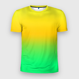 Мужская футболка 3D Slim с принтом Неоновый градиентный желто зеленый фон в Петрозаводске, 100% полиэстер с улучшенными характеристиками | приталенный силуэт, круглая горловина, широкие плечи, сужается к линии бедра | background | gradient | градиент | желто зеленый | желтый | зеленый