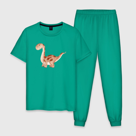 Мужская пижама хлопок с принтом Маленький  динозаврик Dino в Белгороде, 100% хлопок | брюки и футболка прямого кроя, без карманов, на брюках мягкая резинка на поясе и по низу штанин
 | dino | dinosaur | дино | динозавр | маленький  динозаврик