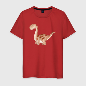 Мужская футболка хлопок с принтом Маленький  динозаврик Dino , 100% хлопок | прямой крой, круглый вырез горловины, длина до линии бедер, слегка спущенное плечо. | Тематика изображения на принте: dino | dinosaur | дино | динозавр | маленький  динозаврик