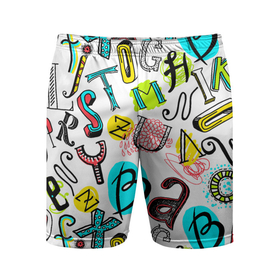 Мужские шорты спортивные с принтом COLOR ENGLISH ALPHABET ,  |  | алфавит | английский | буквы | цвета | язык
