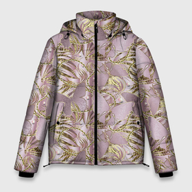 Мужская зимняя куртка 3D с принтом Золотистые  бабочки в Курске, верх — 100% полиэстер; подкладка — 100% полиэстер; утеплитель — 100% полиэстер | длина ниже бедра, свободный силуэт Оверсайз. Есть воротник-стойка, отстегивающийся капюшон и ветрозащитная планка. 

Боковые карманы с листочкой на кнопках и внутренний карман на молнии. | бутоны | линии | паттерн | т | узор | узоры | цветы