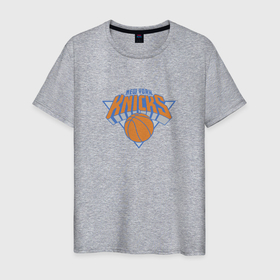 Мужская футболка хлопок с принтом Нью Йорк Никс NBA в Курске, 100% хлопок | прямой крой, круглый вырез горловины, длина до линии бедер, слегка спущенное плечо. | nba | new york knicks | баскетбол | нба | нью йорк никс