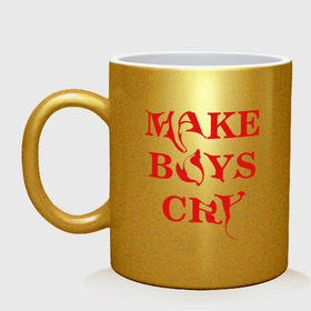 Кружка керамическая с принтом Make boys cry красный текст в Белгороде, керамика | объем — 330 мл, диаметр — 80 мм. Принт наносится на бока кружки, можно сделать два разных изображения | 