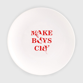 Тарелка с принтом Make boys cry красный текст в Кировске, фарфор | диаметр - 210 мм
диаметр для нанесения принта - 120 мм | Тематика изображения на принте: 