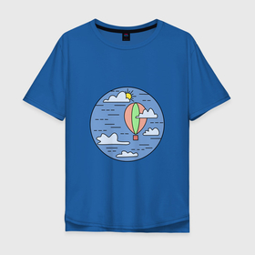 Мужская футболка хлопок Oversize с принтом Воздушный шар в небе с тучами в Кировске, 100% хлопок | свободный крой, круглый ворот, “спинка” длиннее передней части | воздушный шар | небо | облака | природа | солнце