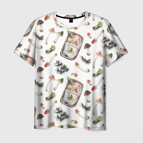 Мужская футболка 3D с принтом Узор Грибы и Корзины в Кировске, 100% полиэфир | прямой крой, круглый вырез горловины, длина до линии бедер | basket | mushrooms | summer | грибы | корзины | лето | узор