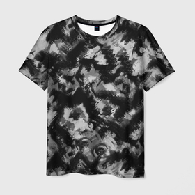 Мужская футболка 3D с принтом Черно белый абстрактный камуфляж в Тюмени, 100% полиэфир | прямой крой, круглый вырез горловины, длина до линии бедер | black and white | camouflage | абстрактный узор | абстрактный черный | пятнистый