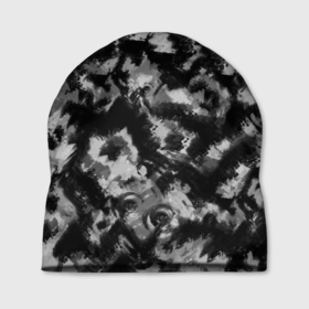 Шапка 3D с принтом Черно белый абстрактный камуфляж , 100% полиэстер | универсальный размер, печать по всей поверхности изделия | black and white | camouflage | абстрактный узор | абстрактный черный | пятнистый