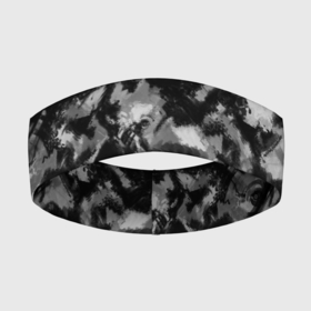 Повязка на голову 3D с принтом Черно белый абстрактный камуфляж ,  |  | black and white | camouflage | абстрактный узор | абстрактный черный | пятнистый