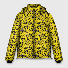 Мужская зимняя куртка 3D с принтом Деление смайликов в Тюмени, верх — 100% полиэстер; подкладка — 100% полиэстер; утеплитель — 100% полиэстер | длина ниже бедра, свободный силуэт Оверсайз. Есть воротник-стойка, отстегивающийся капюшон и ветрозащитная планка. 

Боковые карманы с листочкой на кнопках и внутренний карман на молнии. | клетки | кружки | лица | паттерн | смайлики | эмодзи | эмоция