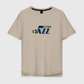 Мужская футболка хлопок Oversize с принтом Юта Джаз NBA в Белгороде, 100% хлопок | свободный крой, круглый ворот, “спинка” длиннее передней части | nba | utah jazz | баскетбол | нба | юта джаз