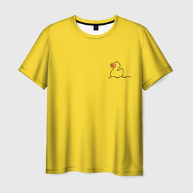Мужская футболка 3D с принтом Уточка плывет в Санкт-Петербурге, 100% полиэфир | прямой крой, круглый вырез горловины, длина до линии бедер | волна | игрушка | клюв | птица | улыбка | утка