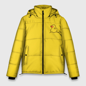 Мужская зимняя куртка 3D с принтом Уточка плывет в Тюмени, верх — 100% полиэстер; подкладка — 100% полиэстер; утеплитель — 100% полиэстер | длина ниже бедра, свободный силуэт Оверсайз. Есть воротник-стойка, отстегивающийся капюшон и ветрозащитная планка. 

Боковые карманы с листочкой на кнопках и внутренний карман на молнии. | Тематика изображения на принте: волна | игрушка | клюв | птица | улыбка | утка