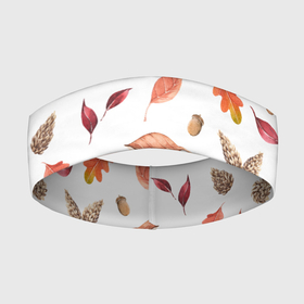 Повязка на голову 3D с принтом Узор Листья, Шишки, Жёлуди ,  |  | acorns | cones | leaves | summer | жёлуди | лето | листья | узор | шишки
