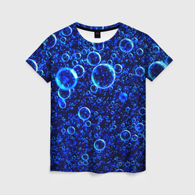 Женская футболка 3D с принтом Неоновое множество пузырей   Синий в Курске, 100% полиэфир ( синтетическое хлопкоподобное полотно) | прямой крой, круглый вырез горловины, длина до линии бедер | abstraction | art | artwork | bubbles | colorful | colors | neon | surrealism | абстракция | арт | искусство | неон | пузыри | разноцветный | сюрреализм | цвета