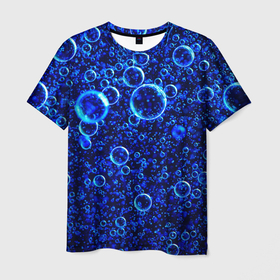 Мужская футболка 3D с принтом Неоновое множество пузырей   Синий в Санкт-Петербурге, 100% полиэфир | прямой крой, круглый вырез горловины, длина до линии бедер | abstraction | art | artwork | bubbles | colorful | colors | neon | surrealism | абстракция | арт | искусство | неон | пузыри | разноцветный | сюрреализм | цвета