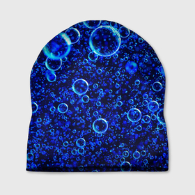 Шапка 3D с принтом Неоновое множество пузырей   Синий , 100% полиэстер | универсальный размер, печать по всей поверхности изделия | abstraction | art | artwork | bubbles | colorful | colors | neon | surrealism | абстракция | арт | искусство | неон | пузыри | разноцветный | сюрреализм | цвета