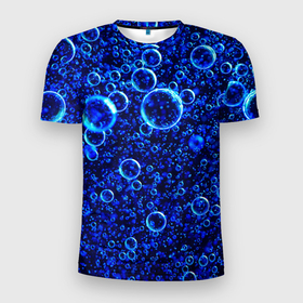 Мужская футболка 3D Slim с принтом Неоновое множество пузырей   Синий , 100% полиэстер с улучшенными характеристиками | приталенный силуэт, круглая горловина, широкие плечи, сужается к линии бедра | abstraction | art | artwork | bubbles | colorful | colors | neon | surrealism | абстракция | арт | искусство | неон | пузыри | разноцветный | сюрреализм | цвета