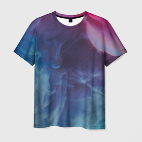 Мужская футболка 3D с принтом Неоновый дым   Голубой и розовый , 100% полиэфир | прямой крой, круглый вырез горловины, длина до линии бедер | abstraction | art | artwork | colorful | colors | fog | neon | smoke | surrealism | абстракция | арт | дым | искусство | неон | разноцветный | сюрреализм | туман | цвета