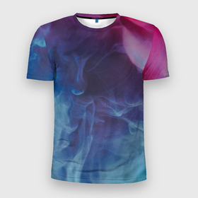 Мужская футболка 3D Slim с принтом Неоновый дым   Голубой и розовый , 100% полиэстер с улучшенными характеристиками | приталенный силуэт, круглая горловина, широкие плечи, сужается к линии бедра | abstraction | art | artwork | colorful | colors | fog | neon | smoke | surrealism | абстракция | арт | дым | искусство | неон | разноцветный | сюрреализм | туман | цвета