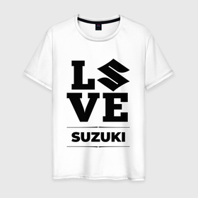 Мужская футболка хлопок с принтом Suzuki Love Classic в Екатеринбурге, 100% хлопок | прямой крой, круглый вырез горловины, длина до линии бедер, слегка спущенное плечо. | Тематика изображения на принте: auto | brand | logo | love | suzuki | symbol | авто | бренд | лого | символ | сузуки