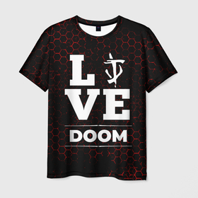 Мужская футболка 3D с принтом Doom Love Классика в Курске, 100% полиэфир | прямой крой, круглый вырез горловины, длина до линии бедер | 