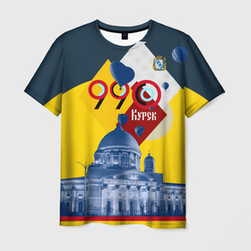 Мужская футболка 3D с принтом КУРСК 990 лет в Санкт-Петербурге, 100% полиэфир | прямой крой, круглый вырез горловины, длина до линии бедер | 990 | город | день | край | курск | праздник | соловьиный