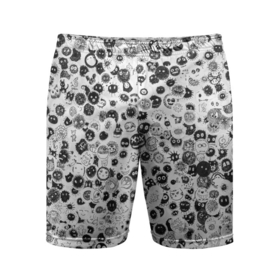 Мужские шорты спортивные с принтом Micro smileys в Курске,  |  | Тематика изображения на принте: паттерн | смайл | смайлики | смайлы | черно   белая