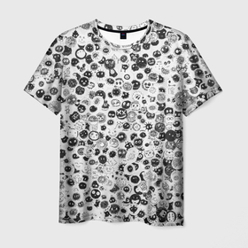 Мужская футболка 3D с принтом Micro smileys в Курске, 100% полиэфир | прямой крой, круглый вырез горловины, длина до линии бедер | паттерн | смайл | смайлики | смайлы | черно   белая