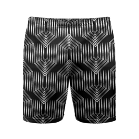 Мужские шорты спортивные с принтом Геометрический узор арт деко черно белый ,  |  | art deco | black and white | geometric pattern | арт деко | геометрические фигуры | геометрический узор | черно белый