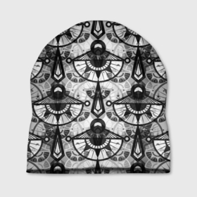 Шапка 3D с принтом В черно серых тонах геометрический узор в Санкт-Петербурге, 100% полиэстер | универсальный размер, печать по всей поверхности изделия | black and white | geometric pattern | геометрический узор | серый | черно белый