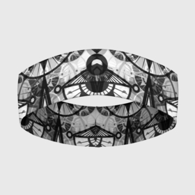 Повязка на голову 3D с принтом В черно серых тонах геометрический узор в Кировске,  |  | black and white | geometric pattern | геометрический узор | серый | черно белый