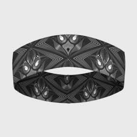Повязка на голову 3D с принтом Черно белый современный узор арт деко в Петрозаводске,  |  | abstract | art deco | geometric | арт деко | геометрический узор | узор | черно белый