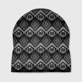 Шапка 3D с принтом Черно белый геометрический современный узор арт деко в Новосибирске, 100% полиэстер | универсальный размер, печать по всей поверхности изделия | black and white | geometric pattern | арт деко | геометрический узор | современный | черно белый