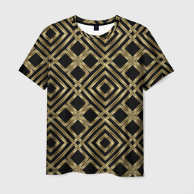 Мужская футболка 3D с принтом GOLD LUXURY Золотая абстракция в Екатеринбурге, 100% полиэфир | прямой крой, круглый вырез горловины, длина до линии бедер | бутоны | паттерн | т | узор | узоры | цветы