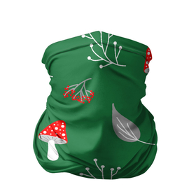 Бандана-труба 3D с принтом Грибочки на зеленом фоне, паттерн в Белгороде, 100% полиэстер, ткань с особыми свойствами — Activecool | плотность 150‒180 г/м2; хорошо тянется, но сохраняет форму | Тематика изображения на принте: berries | berry | cottagecore | forest | gray | mushroom | red | white | белый | бесшовный | ветки | веточки | грибочки | грибы | детский | зелены | красный | лес | лето | листики | листья | милый | минималистичный | мухоморы | осень