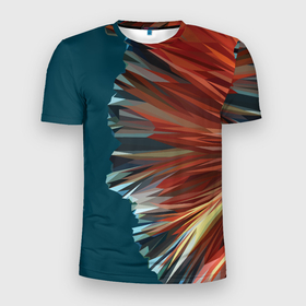 Мужская футболка 3D Slim с принтом Полигональные линии в Екатеринбурге, 100% полиэстер с улучшенными характеристиками | приталенный силуэт, круглая горловина, широкие плечи, сужается к линии бедра | polygonal | геометрия | линия | многоугольный | мозаика | полигональ
