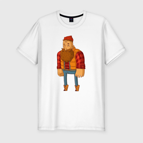 Мужская футболка хлопок Slim с принтом Хипстер в шапочке в Екатеринбурге, 92% хлопок, 8% лайкра | приталенный силуэт, круглый вырез ворота, длина до линии бедра, короткий рукав | hipster | брода | модный | стиль | хипстер