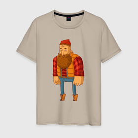 Мужская футболка хлопок с принтом Хипстер в шапочке в Новосибирске, 100% хлопок | прямой крой, круглый вырез горловины, длина до линии бедер, слегка спущенное плечо. | hipster | брода | модный | стиль | хипстер