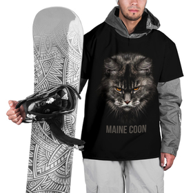 Накидка на куртку 3D с принтом Maine coon   кот в Петрозаводске, 100% полиэстер |  | голова | животное | кот | кошка | мейн кун | надпись | питомец | усы | хищник | шерсть