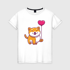 Женская футболка хлопок с принтом Love dogs в Екатеринбурге, 100% хлопок | прямой крой, круглый вырез горловины, длина до линии бедер, слегка спущенное плечо | animals | dog | love | гав | друг | животные | любовь | пёс | питомец | собака | собачка | шарик | щенок