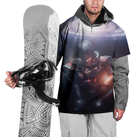 Накидка на куртку 3D с принтом Mass Effect Shepard в Петрозаводске, 100% полиэстер |  | n7 | shepard | масс эффект | шепард масс эффект